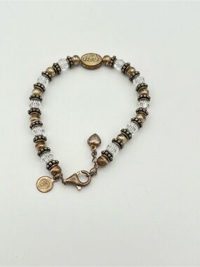 Vintage Silpada 2005 Faith Sterling Silver Oxidized Beaded Crystal Bracelet B098